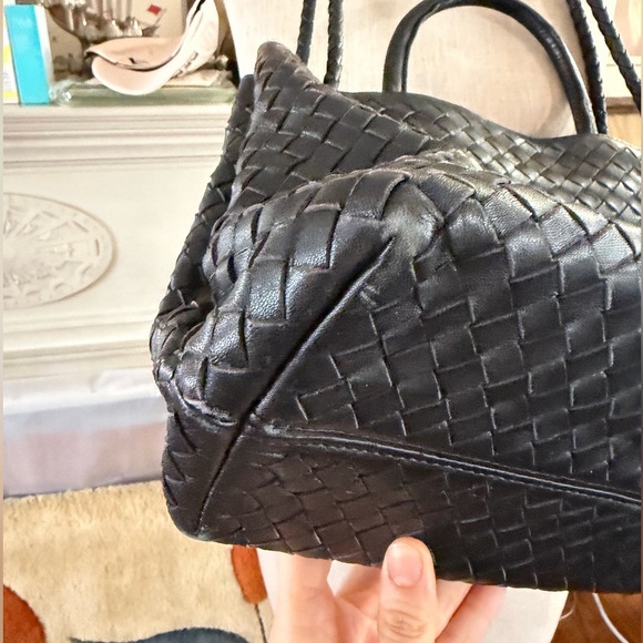 Quince Italian Leather Handwoven Satchel in black - Picture 7 of 17